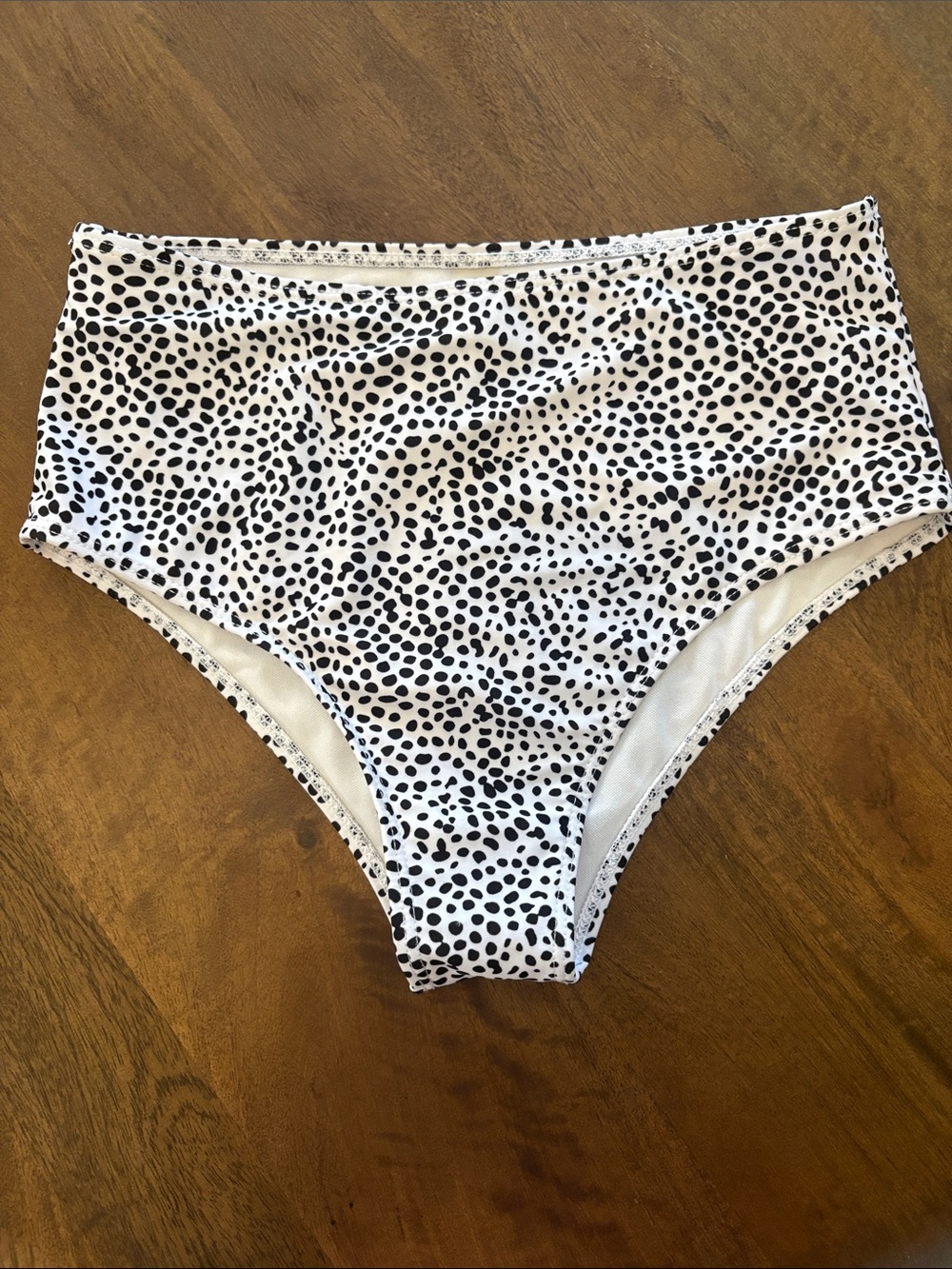 High-Waist Black and White Animal Print Bikini Bottom, women’s size S